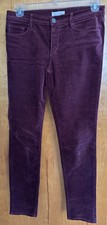 Loft Ann Taylor Corduroy Pants Women's 28 Sz 6 Maroon Modern Skinny Leg Pockets