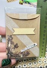 Handmade Scrapbook Junk Journal Pocket With Wooden Label / Flowers 378