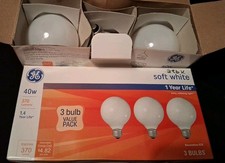 6 GE 40W Soft White G25 Bulbs Made In Hungary B286K