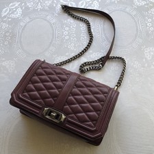 Rebecca Minkoff Quilted Love Crossbody Burgundy Genuine Leather Shoulder Bag