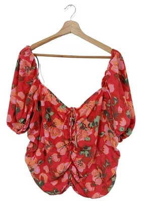 H&M Blouse à manches courtes Dames Blouse T EU 44 rouge style décontracté - Photo 1/4