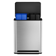 16 Gallon Stainless Steel Dual Compartment Trash Can with Soft-Close Lid