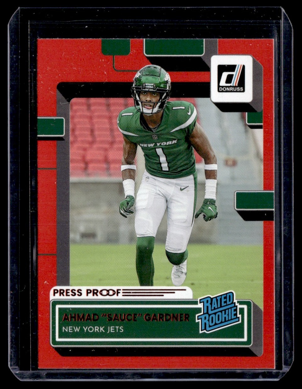2022 Donruss Red Press Proof Ahmad Sauce Gardner RC Jets #328
