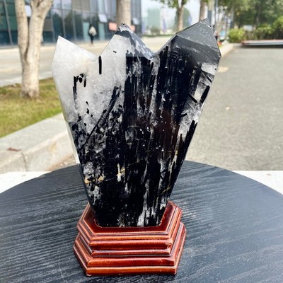 3.9LB Natural Black Tourmaline Obelisk Quartz Crystal Energy Column