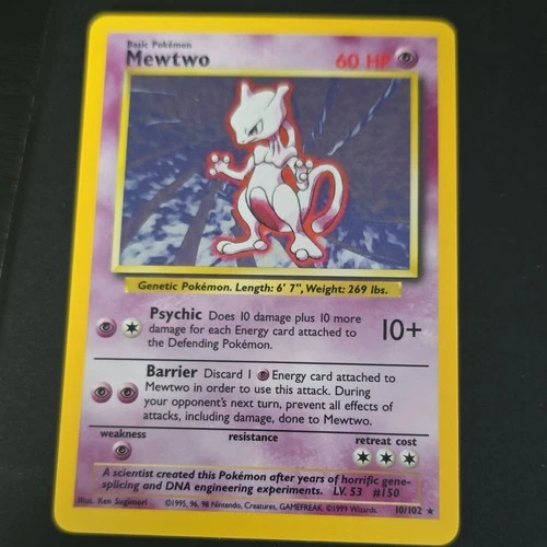 Pokémon Mewtwo Base Set Holo Rare 60 HP Card 10/102 Wizards of the Coast