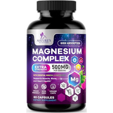 Magnesium Complex Supplement 500 mg - 5 in 1 High Absorption Chelated Magnesium