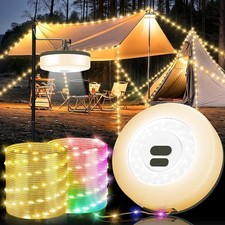 Camping String Lights, 4 in 1 Quick Storage 32.8FT Rechargeable Tent Lights