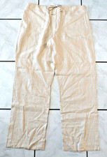 VTG GAP 100 Linen Pants Women's Wide Leg Drawstring Trousers Beige Size 12 i225