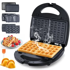 6 in 1 Waffle Maker With Removable Plates,Breakfast Sandwich Maker,Panini Pre...