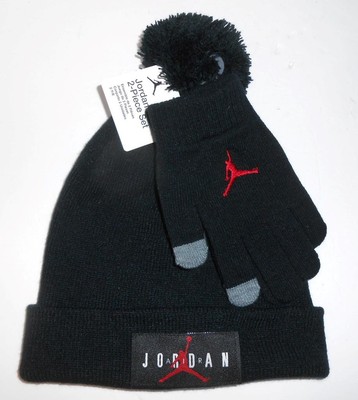 New Air Jordan Jumpman Cuffed POM Beanie Glove Set Youth Size