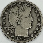 1912-S Barber Silver Half Dollar in a SAFLIP® - VF- (Fine+) Details Dinged