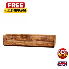 Handmade Pine Wood Planter - Traditional Rectangular Design for Outdoor Spaces