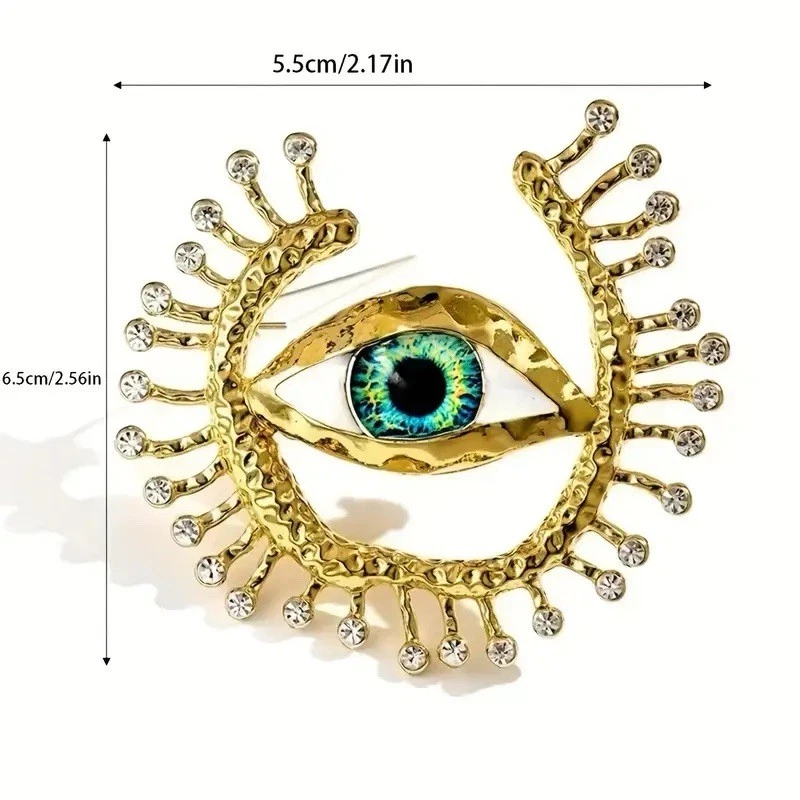Broche Evil Eye Zara Devil Gothic Gold CZ VTG Turco Sorte Étnico Boho Y2K - Imagem 3 de 4