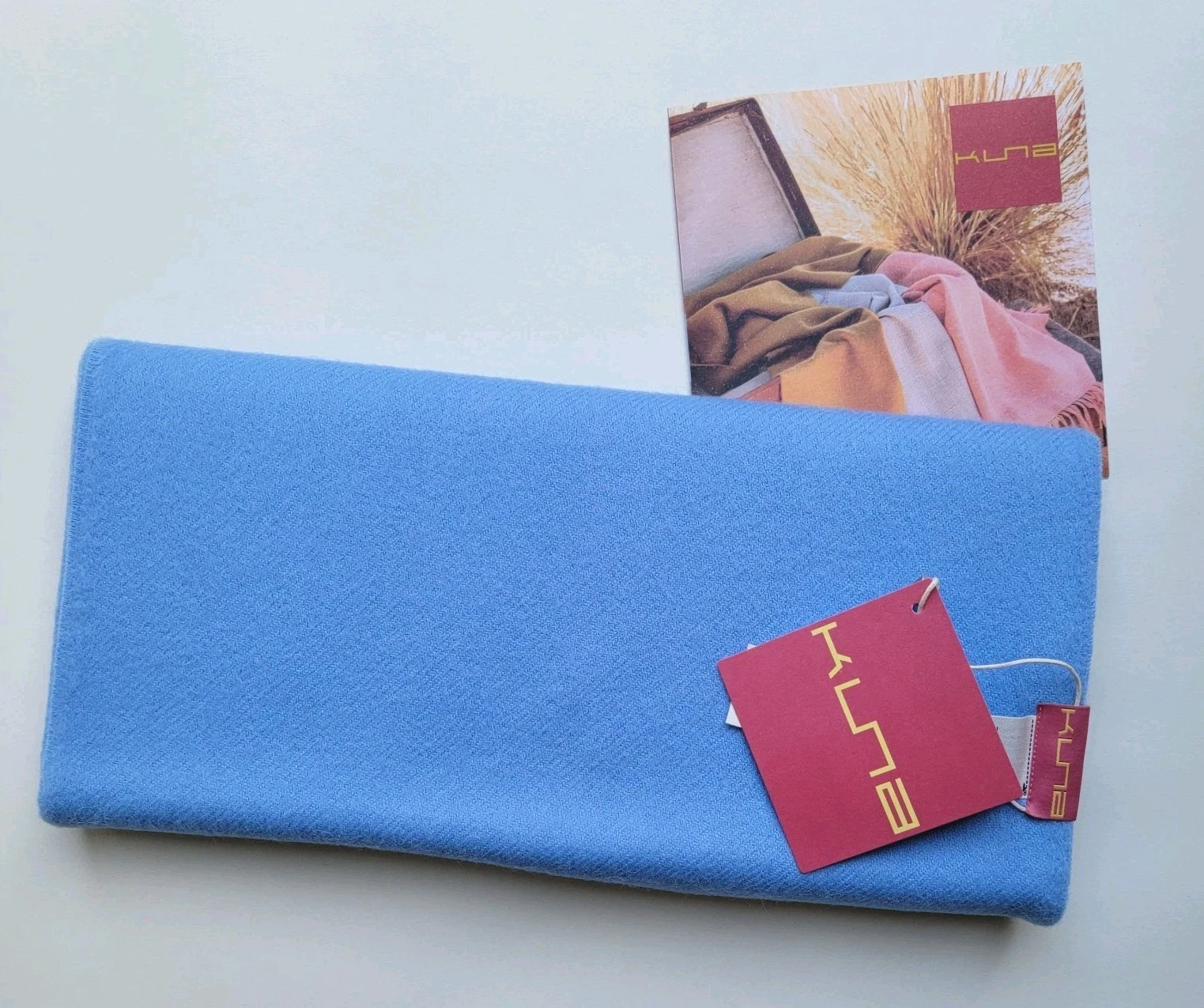 Kuna Adrian Scarf Blue 100% Baby Alpaca Made in Peru 180 x 30 Lightweight NWT