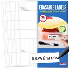 MESS Reusable Dry Erase Labels 96 Pack White Erasable Kitchen Food Labels