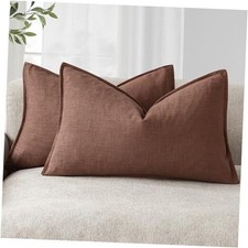 Pack of 2, Decorative Linen Soild Throw 20" x 12" Pack of 2 Autumn Glaze