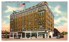 1952 Street View Flint Tavern Hotel Flint Michigan Vintage Postcard