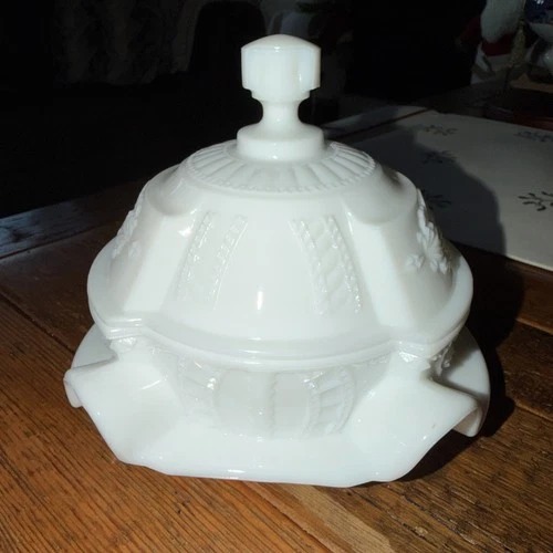 Rare Vintage Imperial Milk Glass Candy Dish with Lid. Bowl marked IG
