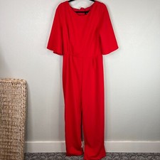 Alexia Admor Womens Cape Jumpsuit Size 14 Red Kimono Sleeve Wide Leg Crepe NWT
