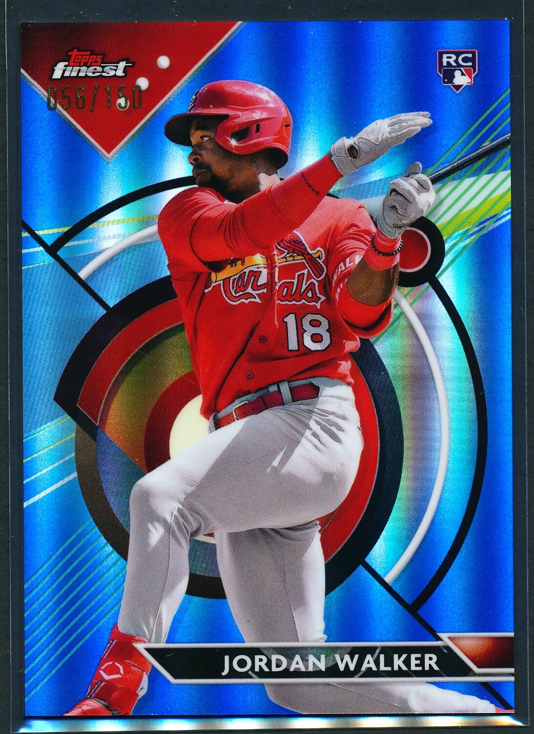 Jordan Walker 2023 Topps Finest Blue Refractor Rookie RC /150 Cardinals #60