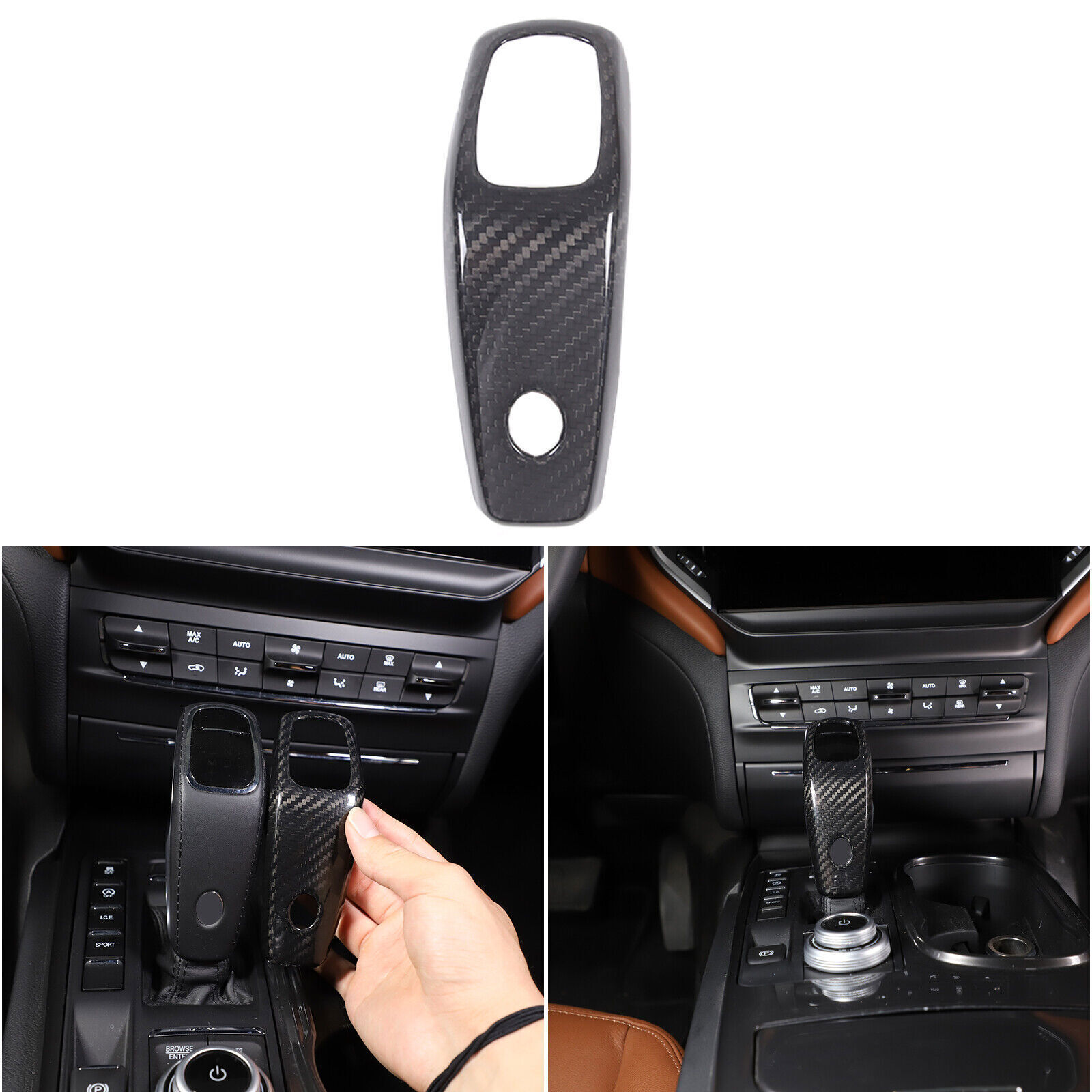 Carbon Fiber Shift Knob Trim for Maserati Ghibli Quattroporte 2019-2024