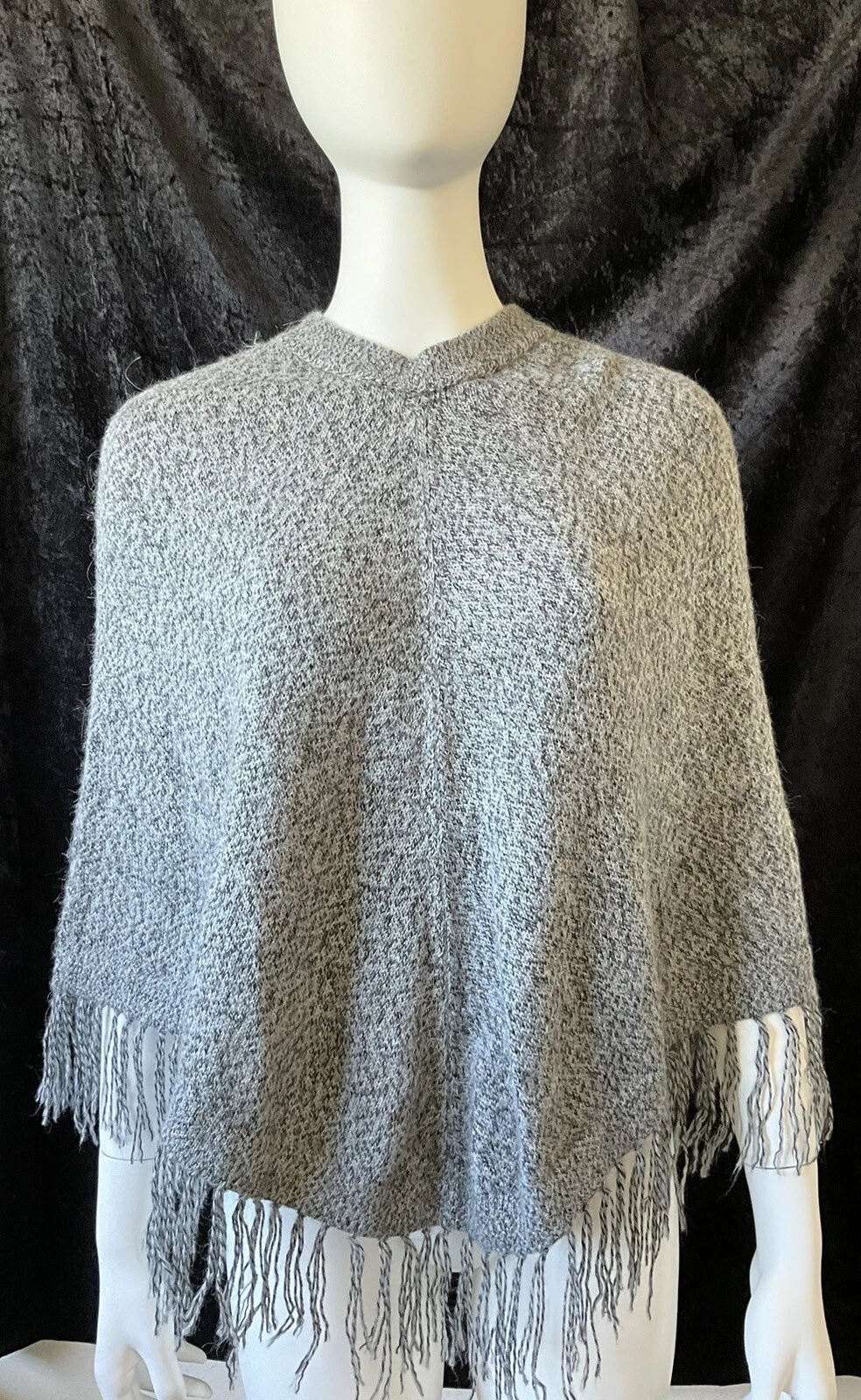 Alpaca Blend PONCHO Tesoros Del Peru Boho Festival Western Fringe Ethnic Soft