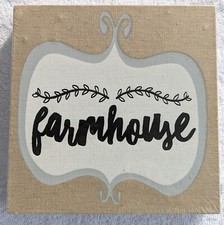 Farmhouse Painted Burlap 8 x 8in Word Canvas Hobby Lobby Wall Decor Art Country