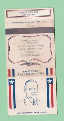 Matchbook Cover Presidents of the United States Calvin Coolidge 30th President