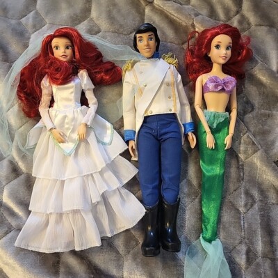 Disney Ariel Little Mermaid Bride Doll w Dress Veil ERIC, Articulated  Arms
