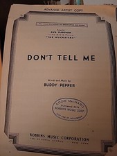 Don't Tell Me Husksters Advance Artist Copy Robbins Music Ava Gardner 1947 SB