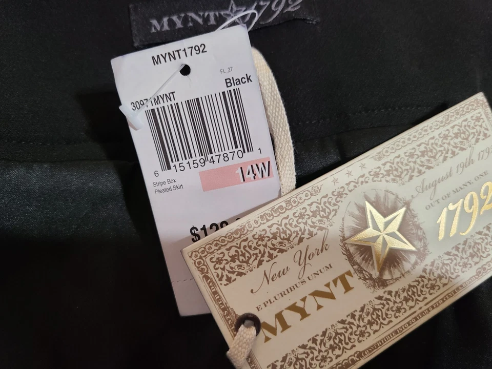 Falda corta plisada negra clásica para mujer Mynt 1792 talla 14 nueva con etiquetas Foto 3 de 4