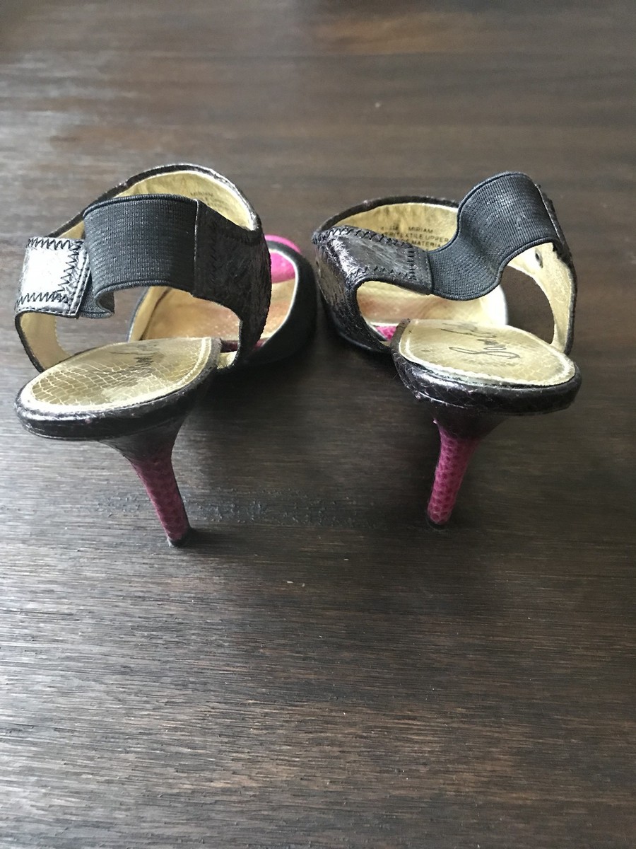 Sandales à Talon Aiguille Sam Edelman - Imprimé Animalier Fuchsia/noir - Taille 8.5 US - Occasion
