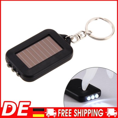 2Pcs Solar Energy 3 Light LED Electric Torch Key Chain Accessory Black