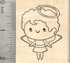 Angel Rubber Stamp, with Halo and Wings H25909 WM