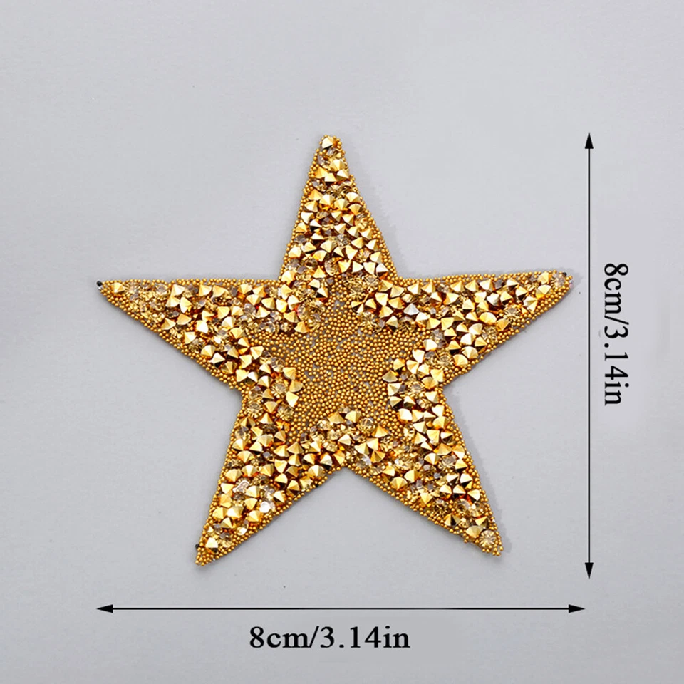 Star Sparkle Clothes/ Patches Patch Embroidery Alphabet Space on Rhinesto + - Image 2 of 4