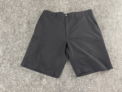 Callaway Shorts Mens 36 Black Khaki Solid Cargo Pockets Flat Front Golf  N253
