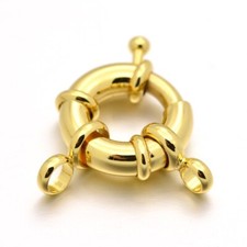 10 pcs Real 18K Gold Plated Rack Plating Brass Spring Clasps 15x5mm Hole 3mm