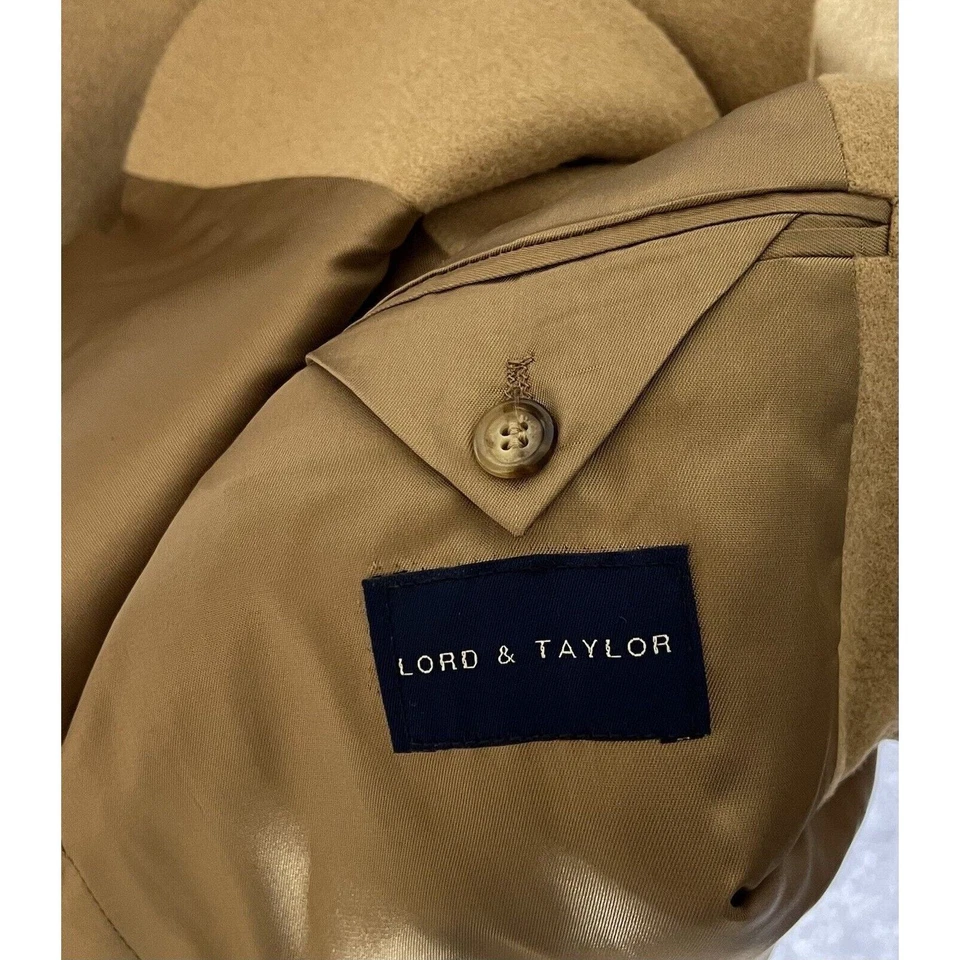 Lord & Taylor Grant Thomas Camel Hair Blazer Suit Coat Mens Size 44 Long Tan - Image 3 of 4
