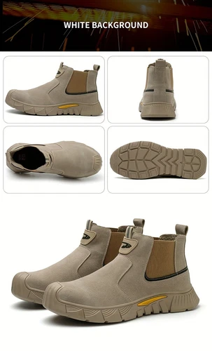 Herren Stahlkappe Arbeit Sicherheitsstiefel Rindsspaltleder Obermaterial Schweißen Funkenfrei - Bild 13 von 18