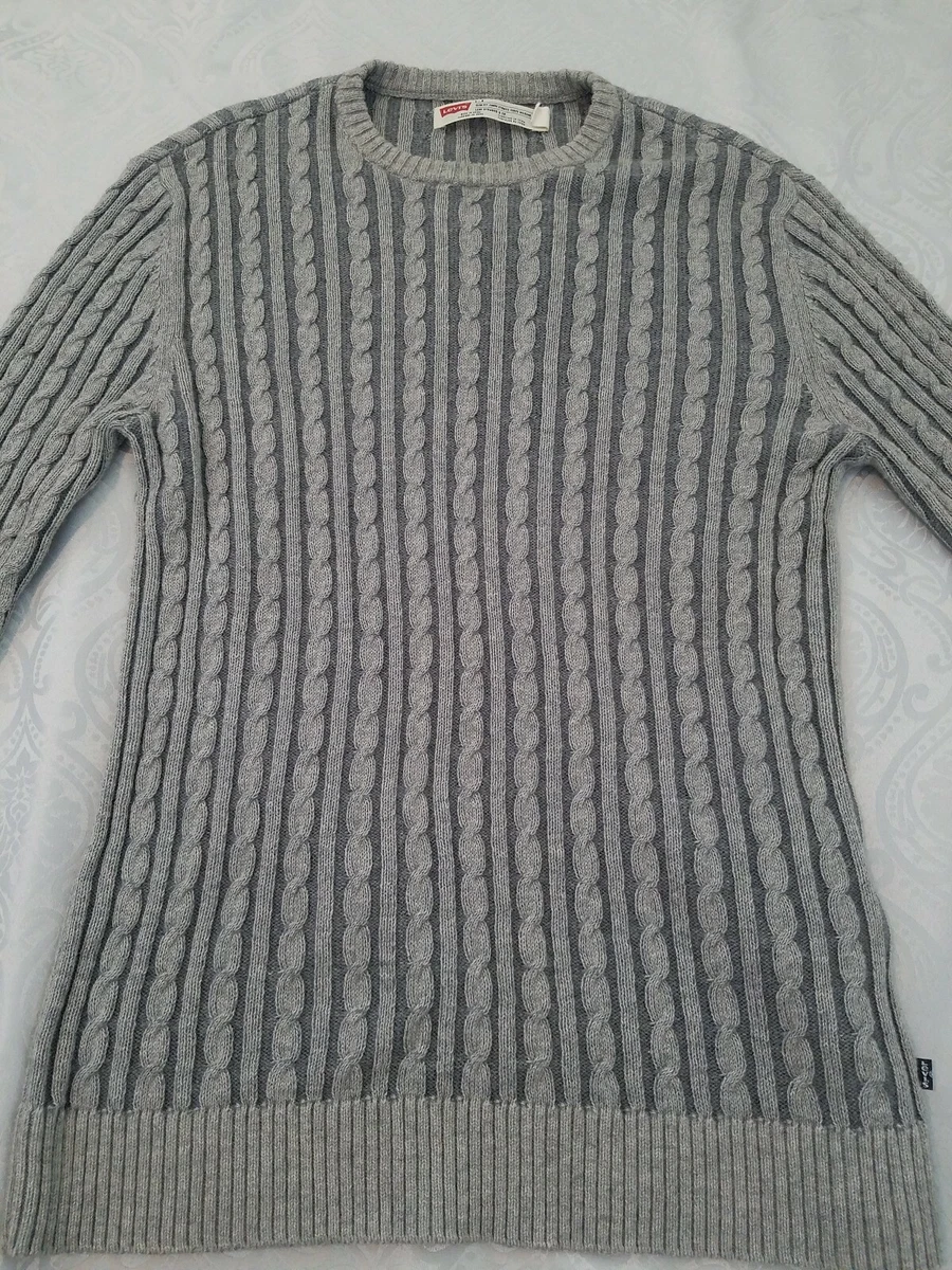 Levi s Black Tab Sweater Gray Wool Blend Light Cable Knit Size