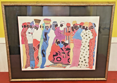 Frank Frazier Artist 1989 African Figures Signed Color Serigraph