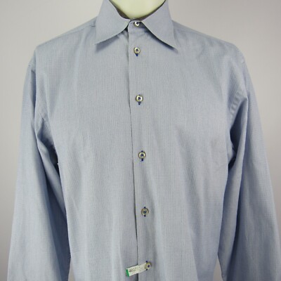 Coton Doux Long Sleeve Men's Button Up Shirt 42/16.5 Rectangles Print Nice!