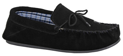 Mokkers Men's Bruce Real Suede Moccasin Slippers - Size 14 US, Navy Blue - View #2