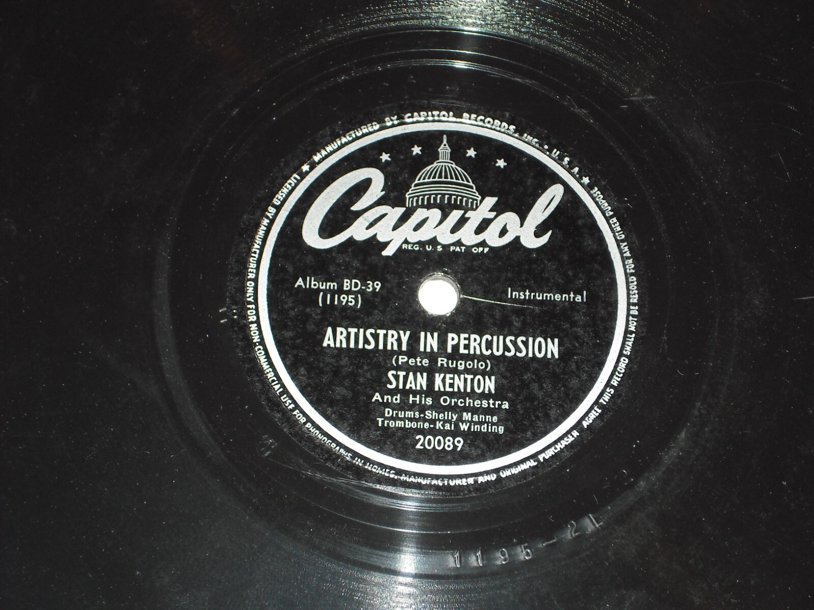 STAN KENTON-Ain't No Misery In Me (1946) CAPITOL 10" Shellac Single