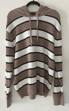 Club Monaco Women s Long Sleeve Striped Cotton Hoodie