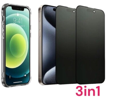 Panzerfolie Handyhülle für iPhone 15 14 13 12 11 Pro Max Mini Blickschutz Glas