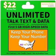 Speedtalk Smart Phone Prepaid SIM Card Kit Unlimited Talk Text Data 5G 4G LTE
