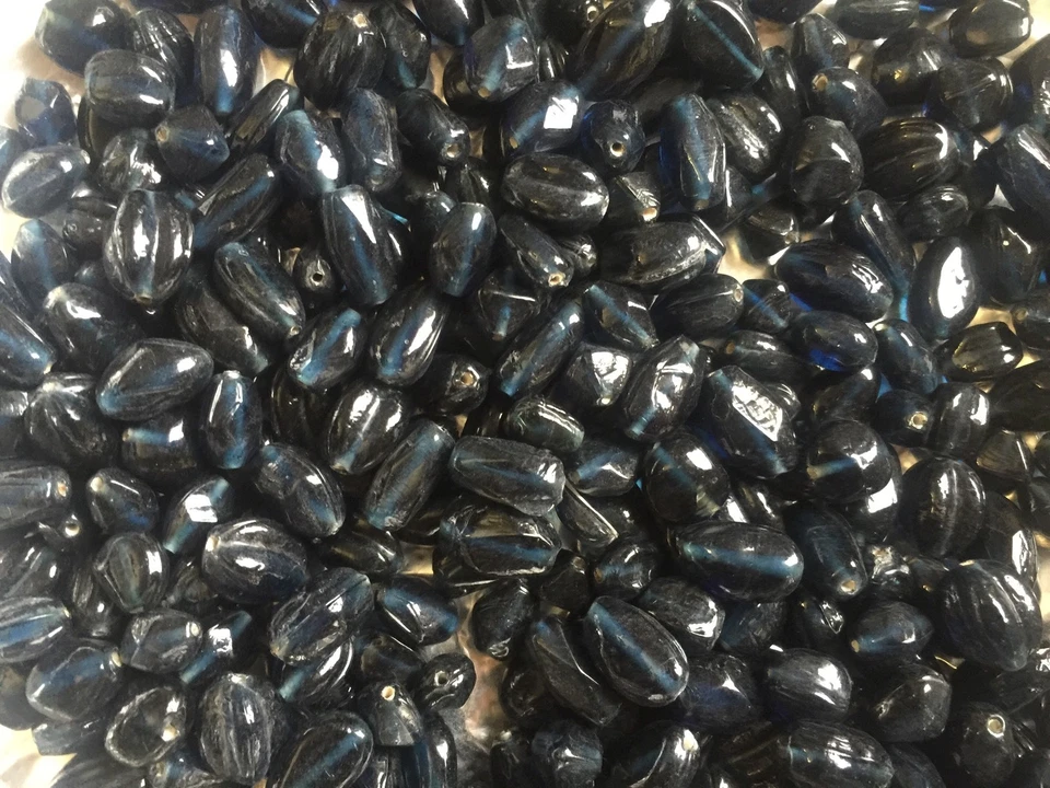 Lote de cuentas gruesas de fiesta vintage importadas de comercio de vidrio cachemir profundo azul mezcla forma Foto 2 de 4