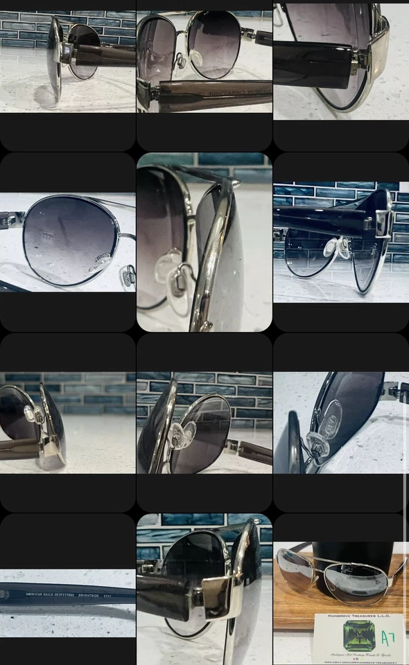 American Eagle 飞行员太阳镜 2117 铬灰色镜框镜片 — 第 3/4 张图片