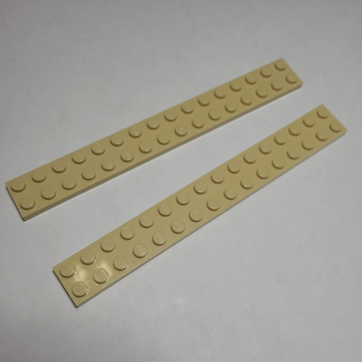 2x LEGO 2x16 Plate Beige 4282 16x2 Flat Tile Studs